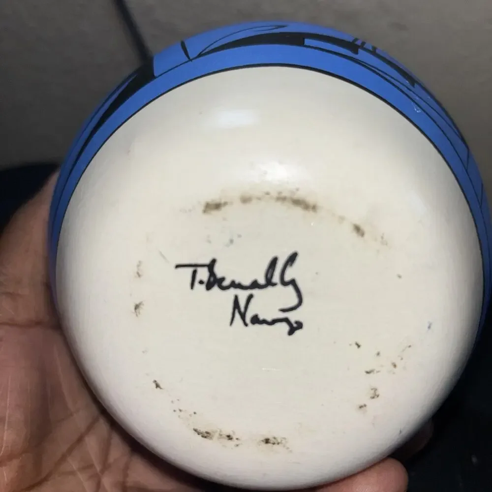 Native American Hand Painted Vase Signed Approximately 5”x5”